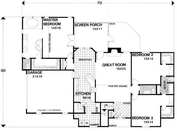 Country House Plan with 3 Bedrooms and 2.5 Baths - Plan 7601